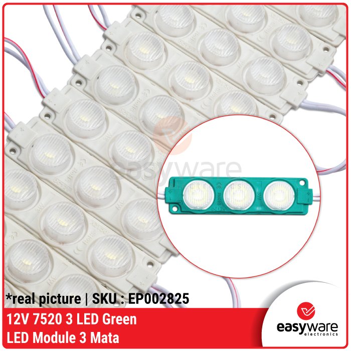 Modul LED 3 Mata 7520 – Lampu LED 12V dan 24V Warna Merah, Hijau, Biru, Kuning, Putih - Image 3