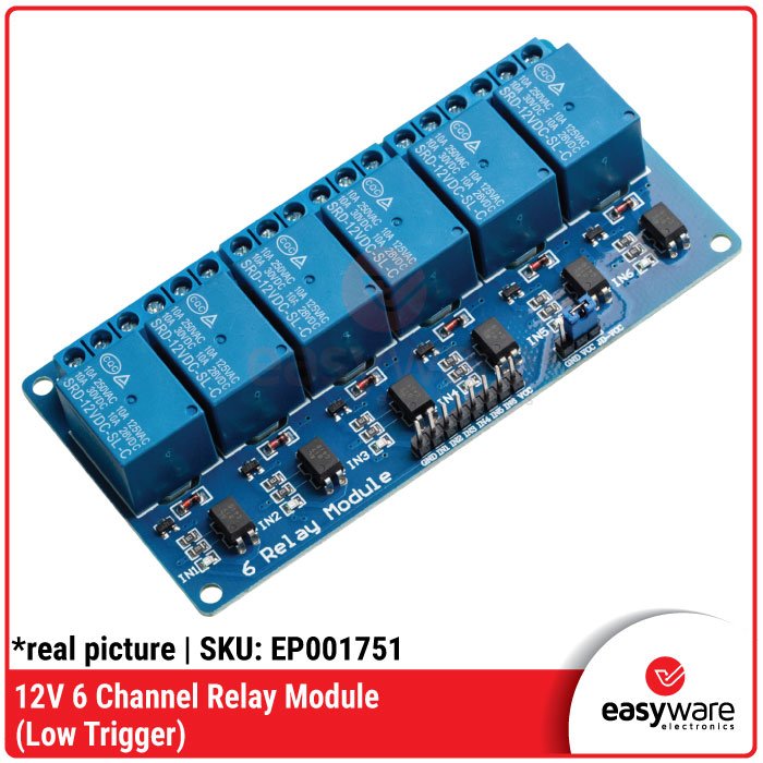Modul Relay 6 Channel 12V Low Trigger – Relay Board untuk Kontrol Arduino dan Mikrokontroler