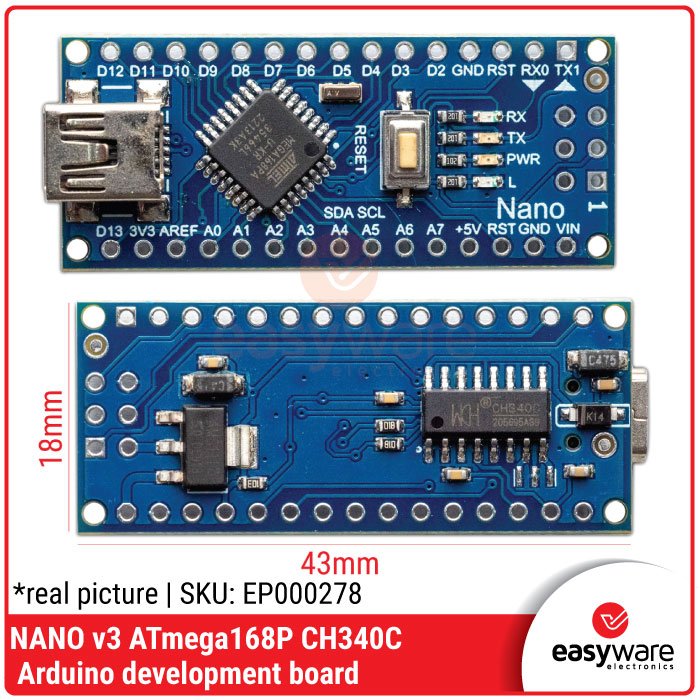 Arduino Nano V3 ATmega168 ATmega168P / ATmega328 ATmega328P ATmega328PB CH340 Mini USB Micro USB Type-C Compatible Arduino Development Board - Image 8