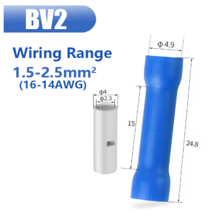 10x BV2 Insulated Straight Wire Connector – Terminal Sambungan Kabel Lurus Berisolasi AWG 16-14 - Image 2