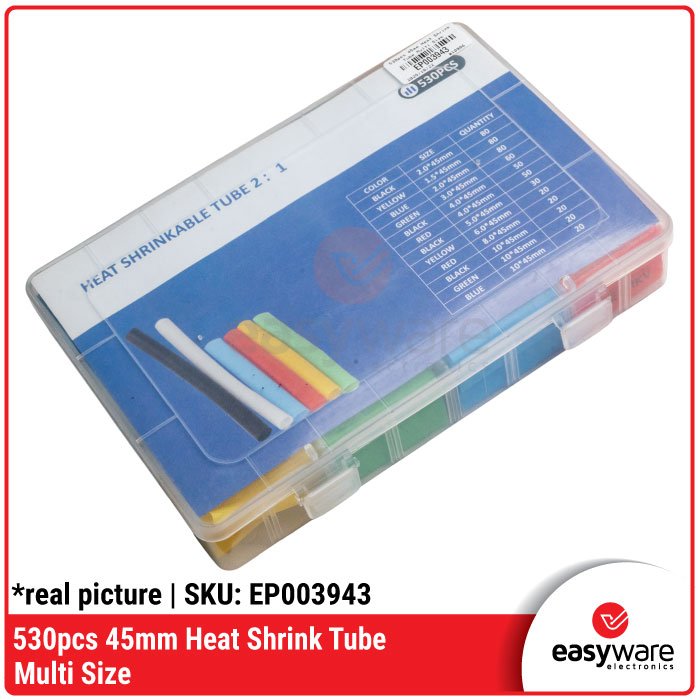 Kit Heat Shrink Tube 530pcs – Selongsong Bakar Multi Warna & Diameter, Rasio 2:1 - Image 2