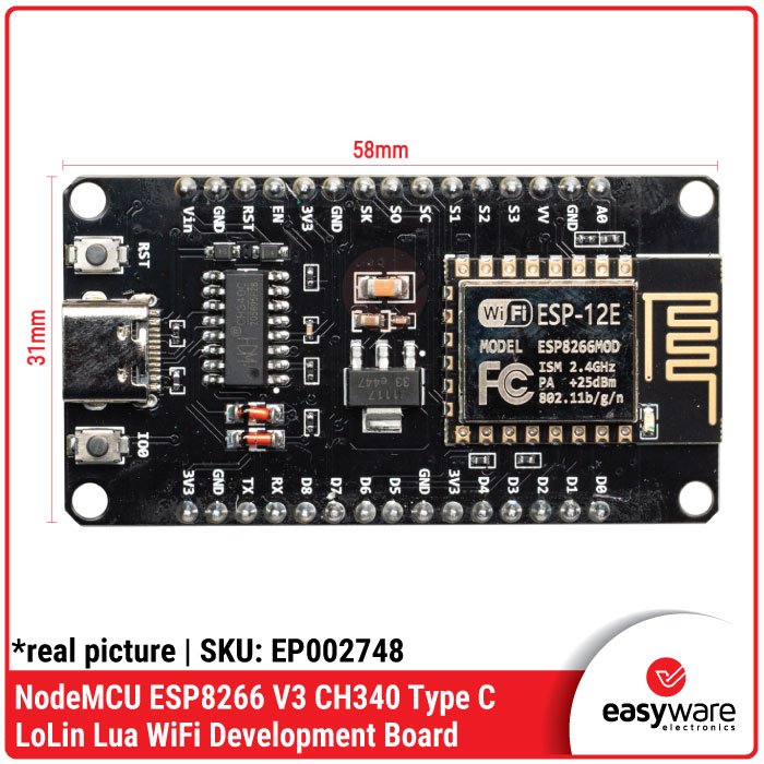 NodeMCU V3 LoLin ESP8266 CH340 – Modul WiFi Development Board Micro USB / Type C untuk IoT - Image 6