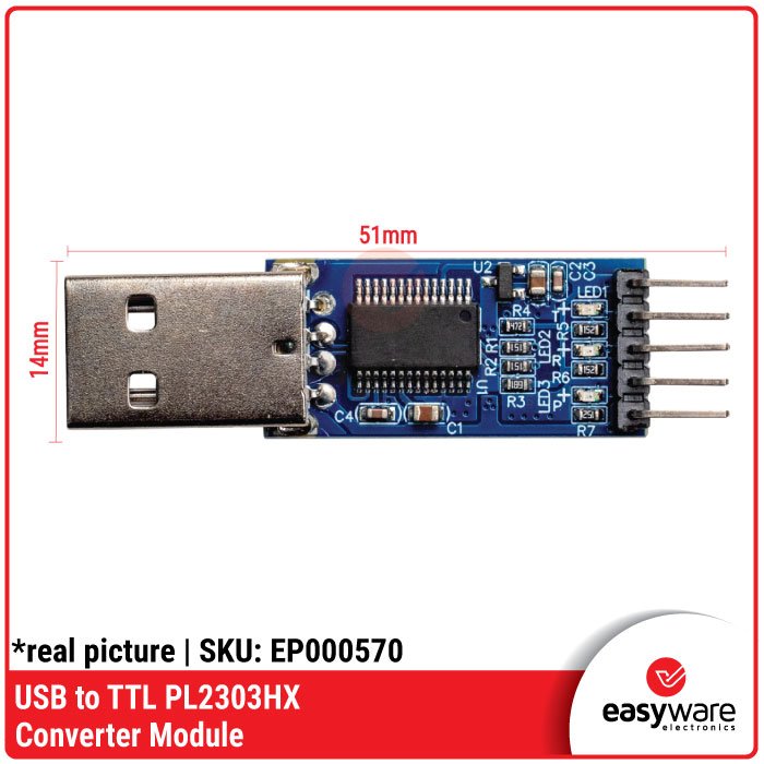 USB to TTL PL2303HX Converter Module – Modul Serial Adapter USB ke TTL RS232 5V 3.3V - Image 2