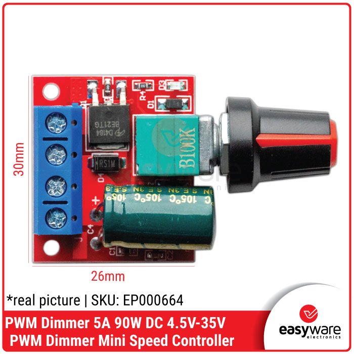 PWM Dimmer Mini Speed Controller 5A – Smart DC LED Power Regulator 4.5–35V 90W - Image 2