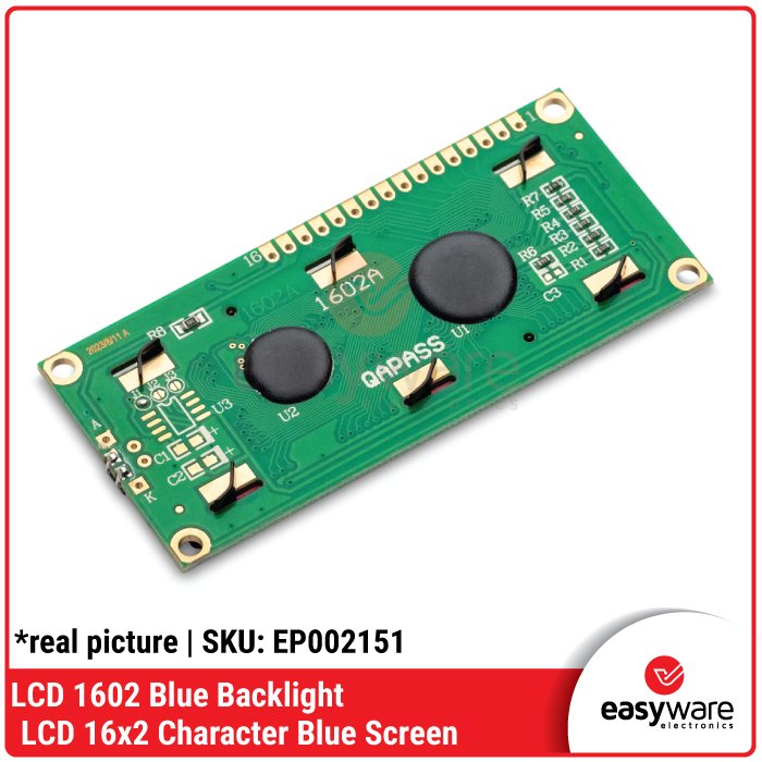 LCD 1602 16×2 Blue Backlight White Character – Display Karakter 16×2 Biru 5V - Image 2