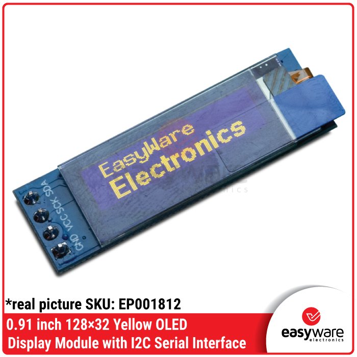 0.91 inch 128×32 OLED Display Module with I2C Serial Interface Blue / White / Yellow Color - Image 2