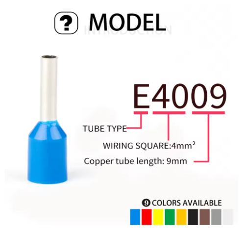25pcs Crimp Terminal E4009 VE4009 Skun Insulated Ferrules Terminal Block Kabel Tusuk Skun Kabel Ferrules 4mm E4009 - Image 2
