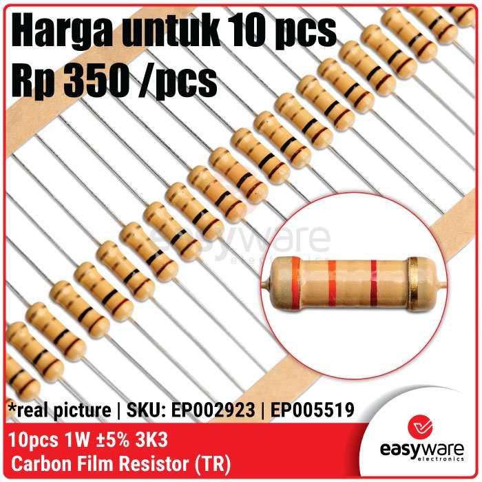 10x Carbon Film Resistor 1W 5% 1K 1K5 2K2 3K3 3K9 4K7 6K8 10K 12K 22K - Image 11