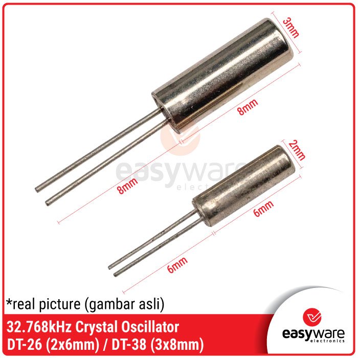 32.768kHz Crystal Oscillator – Kristal Osilator RTC DT-26 (2x6mm) dan DT-38 (3x8mm) - Image 2