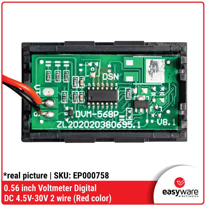 Voltmeter LED Digital 2 Kabel 0.56″ – Pengukur Tegangan DC 4.5V hingga 30V - Image 4