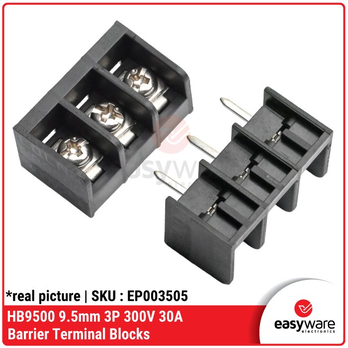 Terminal Block HB9500 9.5mm 2P 3P 4P – Connector Barrier 300V 25A Dengan/Tanpa Cover - Image 6
