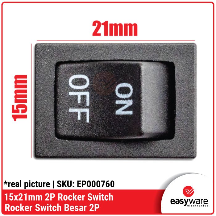 Rocker Switch 2P 15x21mm KCD1-101 6A 250V – Saklar Power Kotak On-Off 2 Pin - Image 3