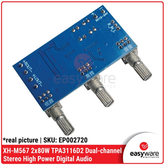 XH-M567 2x80W TPA3116D2 Dual-channel Stereo High Power Digital Audio Power Amplifier Board - Image 4