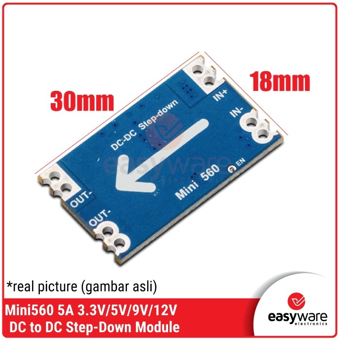 MINI560 DC-DC Step Down Module 5A – Buck Converter Output 3.3V, 5V, 9V, 12V Fixed - Image 2