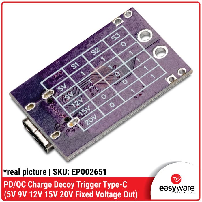 PD/QC Charge Decoy Trigger Type C USB Module Pemicu Tegangan 5V 9V 12V 15V 20V Fixed Output - Image 3