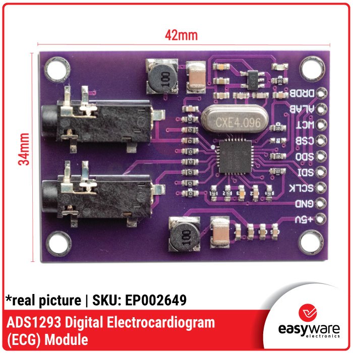 Modul ECG ADS1293 Digital Electrocardiogram — Sensor EKG Jantung untuk Arduino & STM32 - Gambar 2