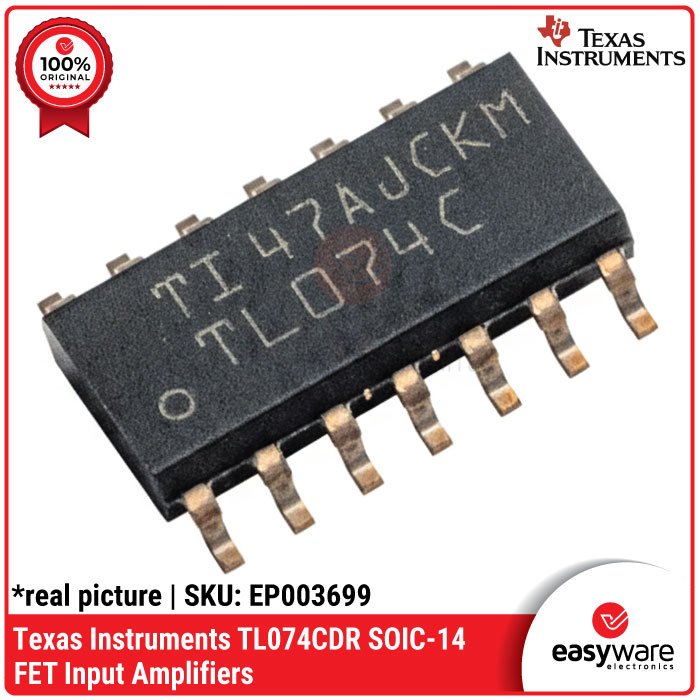 IC Amplifier TL074 – TL074CDR (0-70°C) & TL074IDR (-40-85°C), Quad Op-Amp JFET SMD – Texas Instruments - Image 3