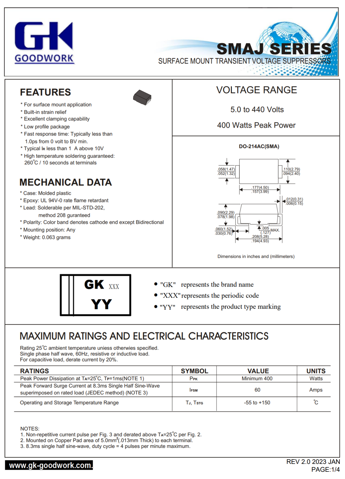 5x Diode Proteksi Overvoltage SMAJ30CA – TVS Diode 30V Bidirectional SMD DO-214AC - Image 2