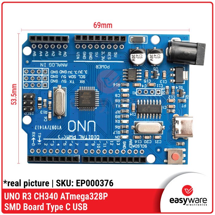 Arduino UNO R3 Clone CH340 CH340G SMD Type B Type C USB SMD Board - Image 3