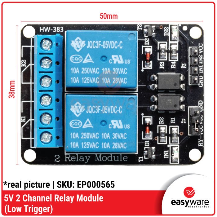 Relay Module 2 Channel 5V – Relay Board Low Level Trigger 10A 250V Pengendali Listrik Aman untuk Proyek Elektronika - Image 2