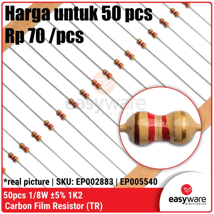 50x Carbon Film Resistor 1/8W 5% 2R2 10R 56R 100R 180R 330R 1K 1K2 2K2 4K7 - Image 2