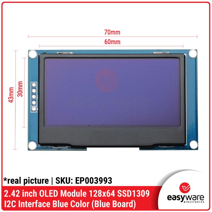 Modul OLED 2.42 Inch Display 128×64 SSD1309 I2C Blue Color (Black Board/Blue Board) Modul OLED 2.42″ Biru - Image 4