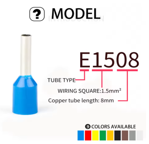 50pcs Crimp Terminal E1508 VE1508 Skun Insulated Ferrules Terminal Block Kabel Tusuk Skun Kabel Ferrules 1.5mm E1508 - Image 5