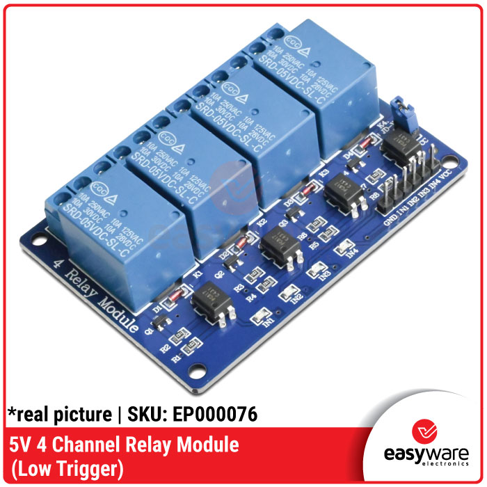 Modul Relay 4 Channel 5V Low Trigger - Relay Arduino ESP32 IoT Automation High Quality