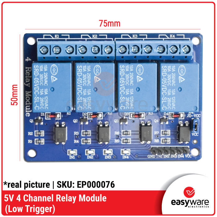 Modul Relay 4 Channel 5V Low Trigger - Relay Arduino ESP32 IoT Automation High Quality - Gambar 2