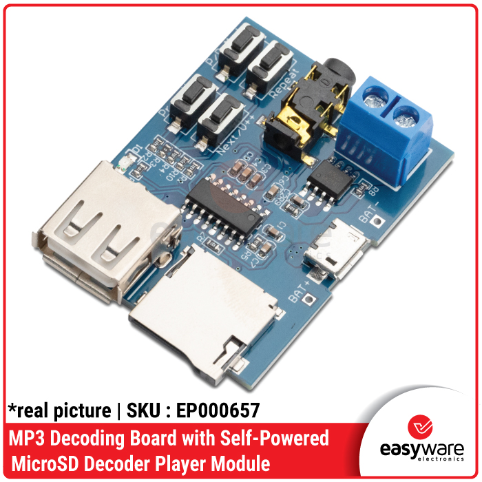 Modul MP3 Decoder Player dengan MicroSD - Support Bluetooth & USB (Chipset JL)
