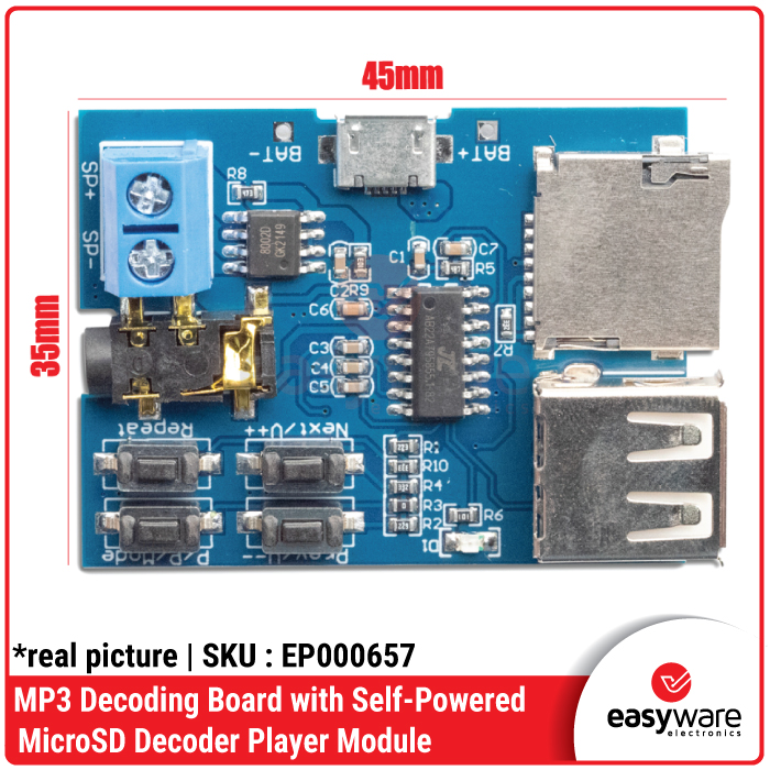 Modul MP3 Decoder Player dengan MicroSD - Support Bluetooth & USB (Chipset JL) - Gambar 2