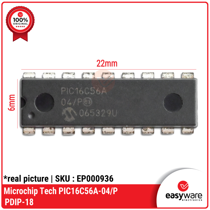 IC Microchip PIC16C56A-04/P - 8-Bit CMOS Microcontroller (PDIP-18) - Gambar 2