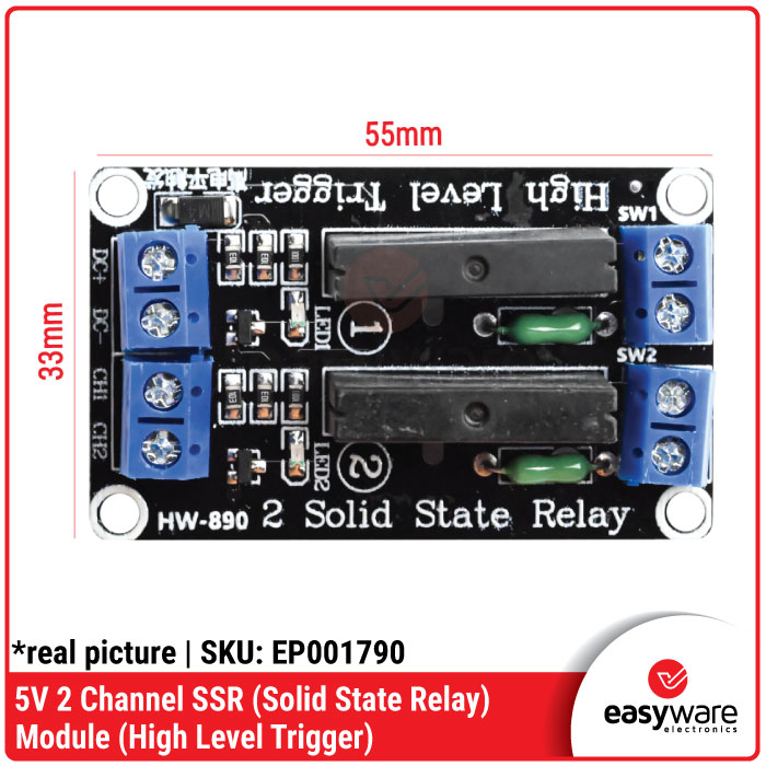 Modul Solid State Relay SSR 2 Channel 5V High Level Trigger Arduino - Gambar 2