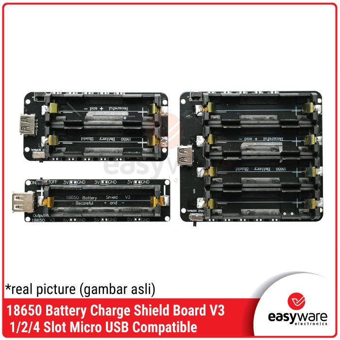 18650 Battery Charge Shield Board V3 1/2/4 Slot Micro USB Type-C 5V/2A 3V/1A Modul Power Bank DIY untuk Raspberry Pi Arduino ESP32