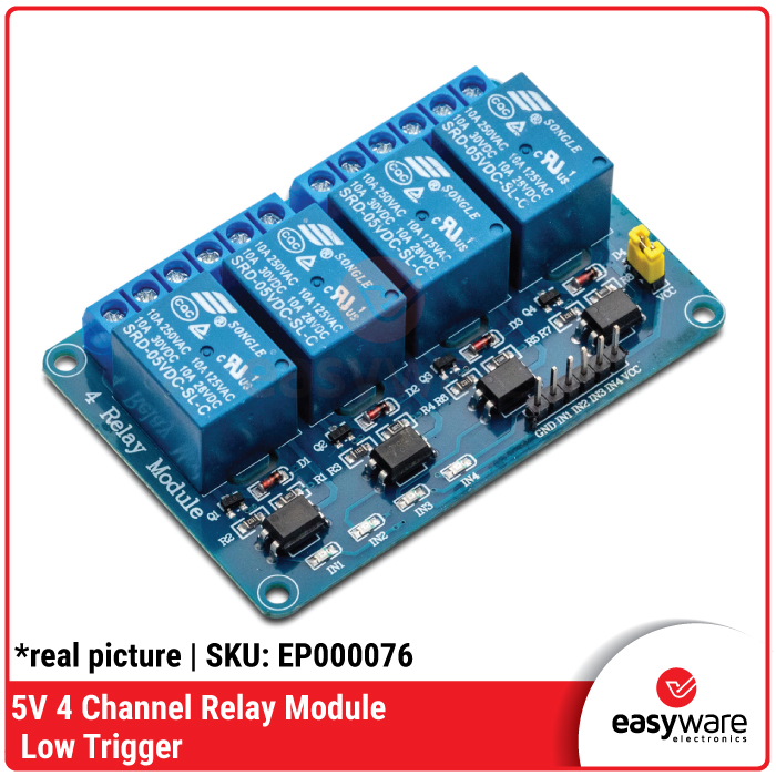 Modul Relay 4 Channel 5V Low Trigger - Relay Arduino ESP32 IoT Automation High Quality