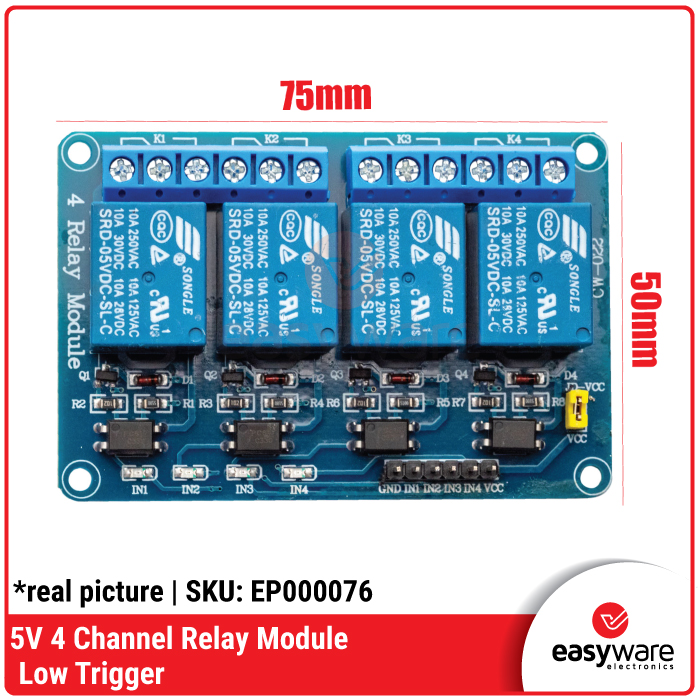 Modul Relay 4 Channel 5V Low Trigger - Relay Arduino ESP32 IoT Automation High Quality - Gambar 2