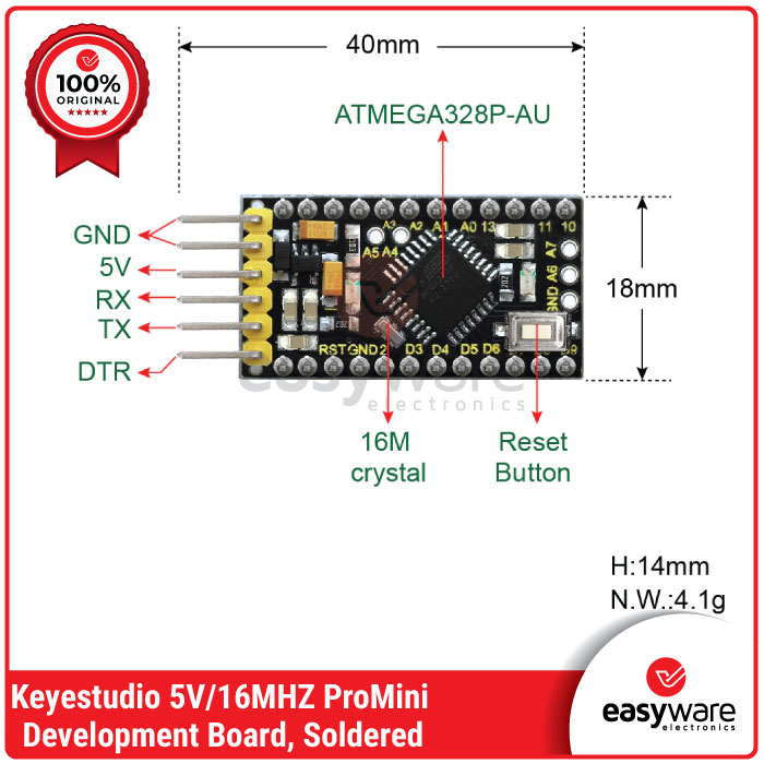Keyestudio 5V/16MHz Pro Mini Development Board (Soldered) - Gambar 2