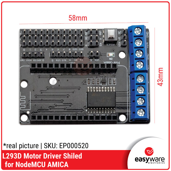 L293D Motor Driver Shield for NodeMCU ESP8266 - Modul Robotik WiFi - Gambar 2