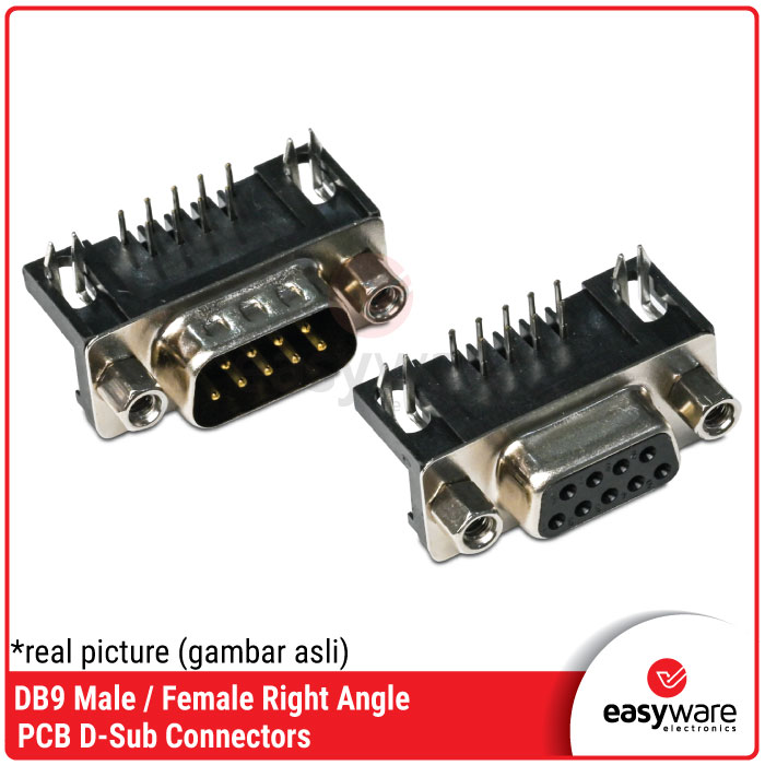 Connector DB9 Right Angle RS232 Serial DB9 PCB Siku Male Female - Gambar 5