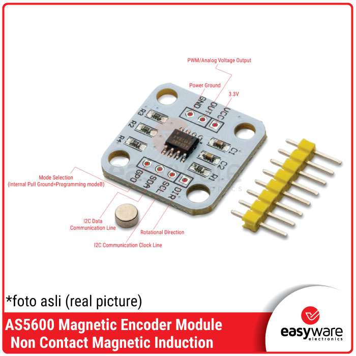 AS5600 Magnetic Rotary Encoder Module 12-Bit Precision I2C for Arduino - Gambar 2