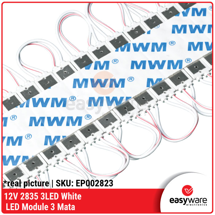 12V 2835 3LED White LED Module 3 Mata LED Putih 12 Volt 2,83 mm x 1,25 mm - Gambar 2