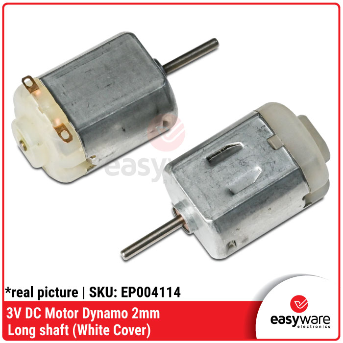 Dinamo 3V DC Motor Dynamo 2mm Long Shaft 12mm (White Cover) Motor DC