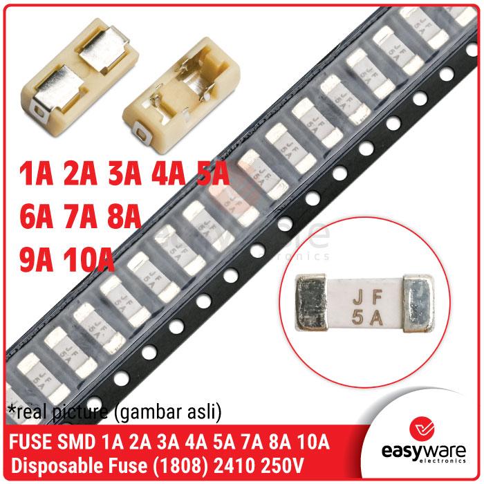 FUSE SMD 1808 1A 2A 3A 4A 5A 7A 8A 10A Disposable Fuse 2410 250V Fast Sekring Holder Fuse 2410 1808