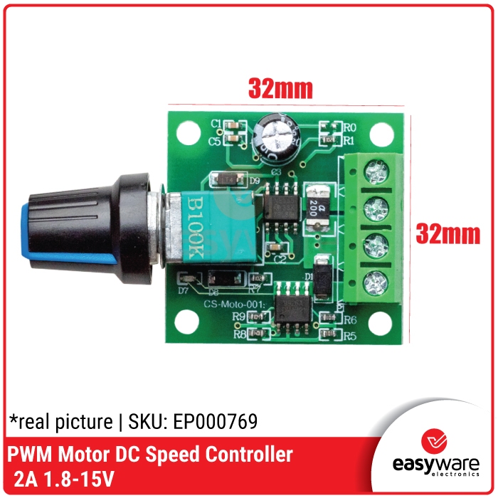 PWM DC Motor Speed Controller 2A 1.8V-15V – Pengatur Kecepatan Motor DC Mini - Gambar 2