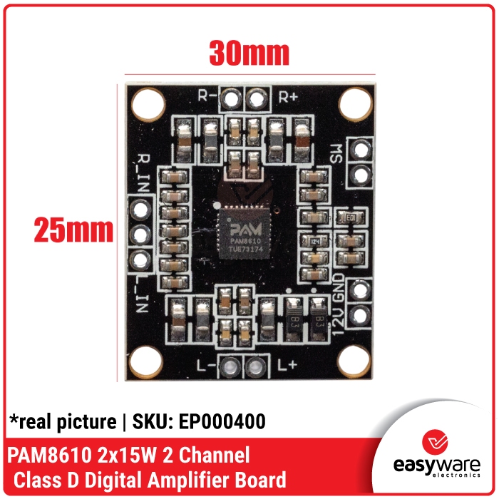 Modul PAM8610 2x15W Stereo Class D Digital Amplifier Board 12V — DIY Speaker Aktif Audio Compatible - Gambar 2