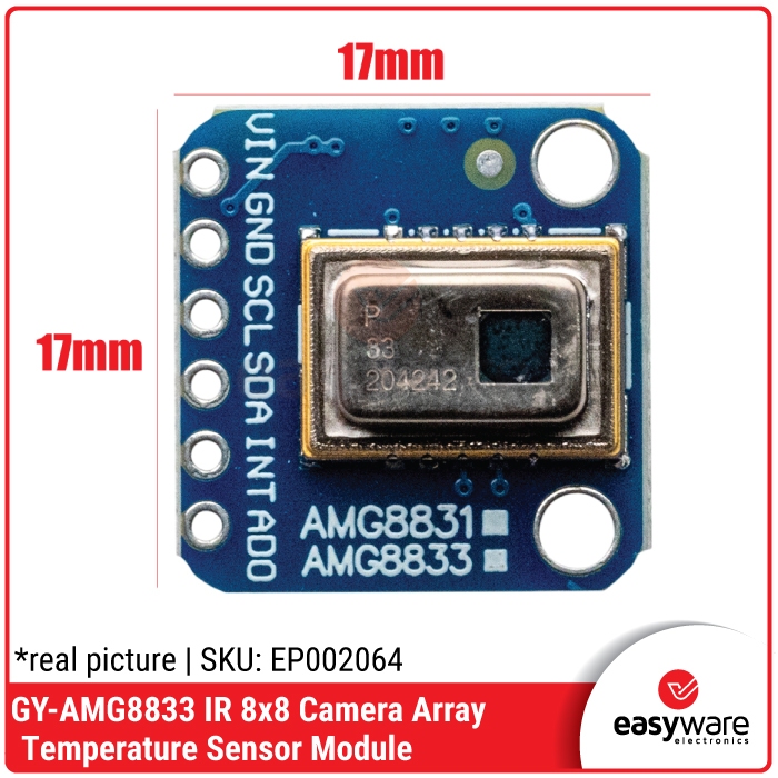 GY-AMG8833 IR 8x8 Thermal Camera Array Temperature Sensor I2C — Modul Thermal Imaging untuk Arduino ESP32 Compatible - Gambar 2