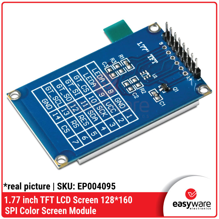 Modul TFT LCD 1.77 Inch 128x160 SPI 14 Pin Blue PCB Color Screen — Display Arduino ESP32 STM32 Compatible - Gambar 3