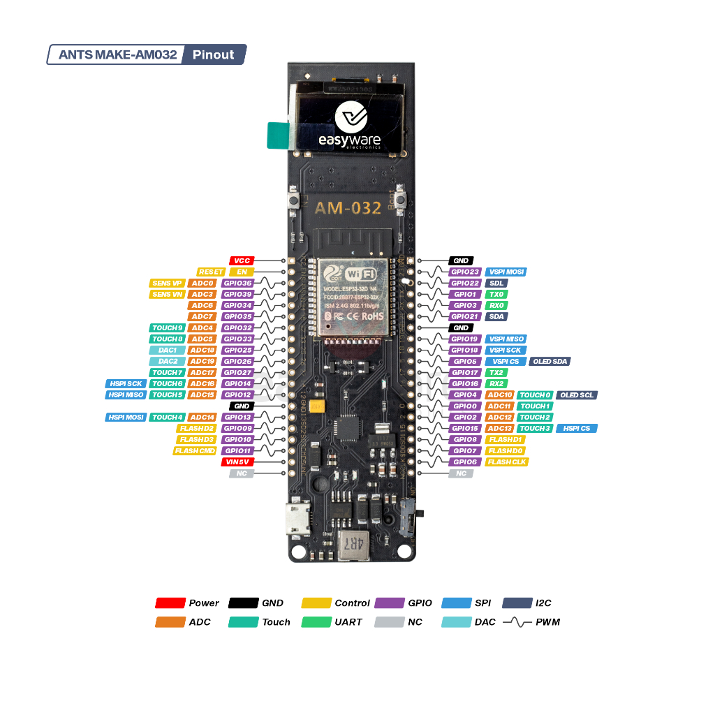 ESP32 Development Board WiFi Bluetooth OLED 0.96" 18650 Battery Holder AM-032 ESP32-WROOM-32D Original — IoT Portable - Gambar 7