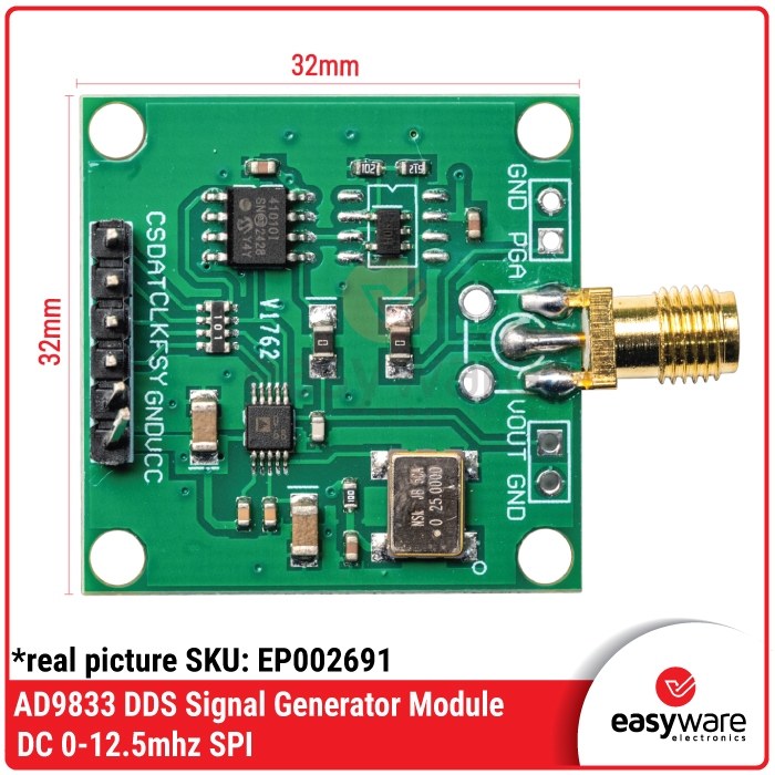 AD9833 DDS Signal Generator Module 0-12.5MHz SPI Sine Triangle Square Wave Arduino - Gambar 2