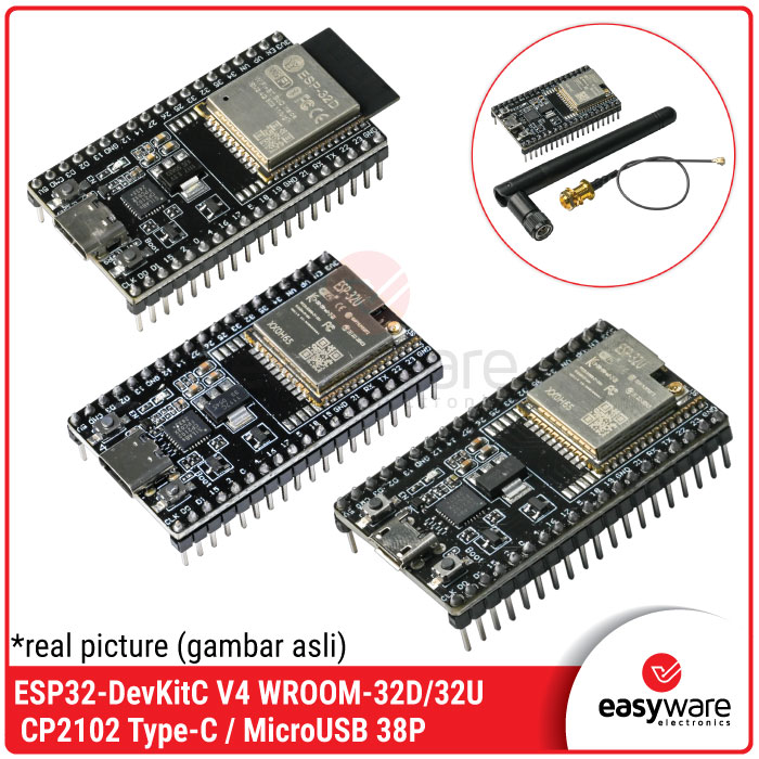 ESP32 DevKit V4 Type-C MicroUSB CP2102 ESP32-WROOM-32D ESP-32D ESP32-WROOM-32U ESP-32U — Development Board WiFi Bluetooth